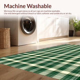 Ultra Soft Area Rug, Non Slip, Stain Resistant, Washable Area Rugs for Living Room, Bedroom, Rustic Gray Tartan Elegance(Green)