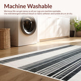 Ultra Soft Area Rug, Non Slip, Stain Resistant, Washable Area Rugs for Living Room, Bedroom, Classic Porch Layering Rug Graphic Stripe Design Entrance Accent Mat(Gray)