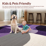 Ultra Soft Area Rug, Non Slip, Stain Resistant, Washable Area Rugs for Living Room, Bedroom, Trendy Transitional Comfort Design(Purple)