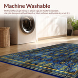 Ultra Soft Area Rug, Non Slip, Stain Resistant, Washable Area Rugs for Living Room, Bedroom, Symmetrical Circle Area(Blue)