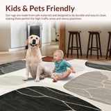 Ultra Soft Area Rug, Non Slip, Stain Resistant, Washable Area Rugs for Living Room, Bedroom, Neutral Zen Stones Featuring Layered Geometric Rock(Gray)