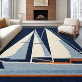 Ultra Soft Area Rug, Non Slip, Stain Resistant, Washable Area Rugs for Living Room, Bedroom, Rustic Ocean-Inspired Pattern(Blue)