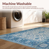 Ultra Soft Area Rug, Non Slip, Stain Resistant, Washable Area Rugs for Living Room, Bedroom, Sophisticated Dual-Tone Floral Design(Blue)