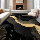 Ultra Soft Area Rug, Non Slip, Stain Resistant, Washable Area Rugs for Living Room, Bedroom, Stylish Minimalist Tiled Motif(Gold)