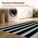 Ultra Soft Area Rug, Non Slip, Stain Resistant, Washable Area Rugs for Living Room, Bedroom, Farmhouse Primitive Jute Kitchen Floor Mat(Black)