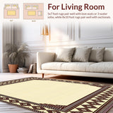 Ultra Soft Area Rug, Non Slip, Stain Resistant, Washable Area Rugs for Living Room, Bedroom, Geometric Brown and Beige Modern Border Area(Beige)