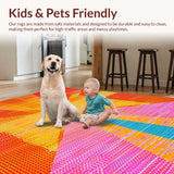Ultra Soft Area Rug, Non Slip, Stain Resistant, Washable Area Rugs for Living Room, Bedroom, Eye-Catching Abstract Circular Illusion(Orange)