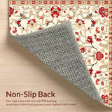 Ultra Soft Area Rug, Non Slip, Stain Resistant, Washable Area Rugs for Living Room, Bedroom, Boho Chic Floral Area Non Slip Kid Safe Low Pile(Beige)