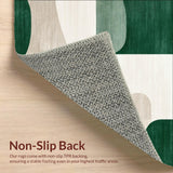 Indoor Non Shedding Beige Green Modern Abstract Area(Green)