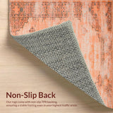 Ultra Soft Area Rug, Non Slip, Stain Resistant, Washable Area Rugs for Living Room, Bedroom, Rustic Vintage Tiled Design(Orange)
