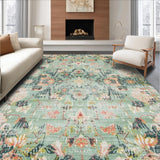 Ultra Soft Area Rug, Non Slip, Stain Resistant, Washable Area Rugs for Living Room, Bedroom, Sage Green Vintage Floral Aesthetic(Beige)