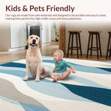 Ultra Soft Area Rug, Non Slip, Stain Resistant, Washable Area Rugs for Living Room, Bedroom, Marbella Collection Area Coastal Beige Inspired(Blue)
