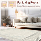 Ultra Soft Area Rug, Non Slip, Stain Resistant, Washable Area Rugs for Living Room, Bedroom, Neutral Woven Area for Modern Spaces(Beige)