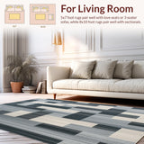 Ultra Soft Area Rug, Non Slip, Stain Resistant, Washable Area Rugs for Living Room, Bedroom, Industrial Chic Runner Rug Durable Washable Carpet with Geometric Pattern(Gray)