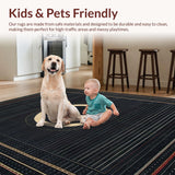 Ultra Soft Area Rug, Non Slip, Stain Resistant, Washable Area Rugs for Living Room, Bedroom, Trendy Circular Artful Pattern(Black)