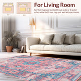 Ultra Soft Area Rug, Non Slip, Stain Resistant, Washable Area Rugs for Living Room, Bedroom, Vintage Antique Floral Aesthetic(Pink)