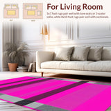 Ultra Soft Area Rug, Non Slip, Stain Resistant, Washable Area Rugs for Living Room, Bedroom, Chic Abstract Color Block Pattern(Pink)