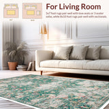 Ultra Soft Area Rug, Non Slip, Stain Resistant, Washable Area Rugs for Living Room, Bedroom, Distressed Sage Green Living Room Boho Carpet(Beige)