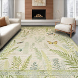 Ultra Soft Area Rug, Non Slip, Stain Resistant, Washable Area Rugs for Living Room, Bedroom, Artistic Nature-Inspired Insect Motif(Beige)