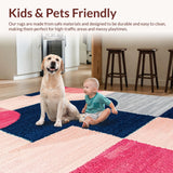 Ultra Soft Area Rug, Non Slip, Stain Resistant, Washable Area Rugs for Living Room, Bedroom, Geometric Blush Pink Kids Playroom Runner(Pink)