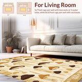 Ultra Soft Area Rug, Non Slip, Stain Resistant, Washable Area Rugs for Living Room, Bedroom, Chic Playful Nature-Inspired Design(Beige)