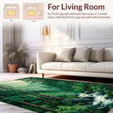 Ultra Soft Area Rug, Non Slip, Stain Resistant, Washable Area Rugs for Living Room, Bedroom, Rustic Forest Canopy Aesthetic(Green)
