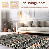 Ultra Soft Area Rug, Non Slip, Stain Resistant, Washable Area Rugs for Living Room, Bedroom, Stylish Tribal Monochrome Aesthetic(Black)