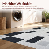 Ultra Soft Area Rug, Non Slip, Stain Resistant, Washable Area Rugs for Living Room, Bedroom, Sophisticated Silver Trellis Aesthetic(Black)