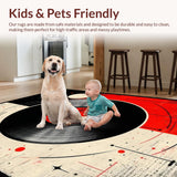 Ultra Soft Area Rug, Non Slip, Stain Resistant, Washable Area Rugs for Living Room, Bedroom, Vibrant Circular Vinyl Aesthetic(Black)