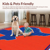 Ultra Soft Area Rug, Non Slip, Stain Resistant, Washable Area Rugs for Living Room, Bedroom, Rustic Multi-Color State Silhouette(Red)