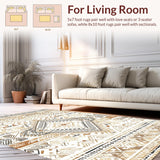 Ultra Soft Area Rug, Non Slip, Stain Resistant, Washable Area Rugs for Living Room, Bedroom, Sleek Contemporary Lattice Design(Beige)