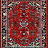 Ultra Soft Area Rug, Non Slip, Stain Resistant, Washable Area Rugs for Living Room, Bedroom, Luxurious Red Abstract Linear Motif(Red)