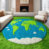 Ultra Soft Area Rug, Non Slip, Stain Resistant, Washable Area Rugs for Living Room, Bedroom, Educational Green World Map Rug for Kids Classroom(Green)