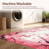 Ultra Soft Area Rug, Non Slip, Stain Resistant, Washable Area Rugs for Living Room, Bedroom, Serene White Floral Tiled Pattern(Pink)