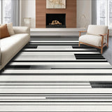 Ultra Soft Area Rug, Non Slip, Stain Resistant, Washable Area Rugs for Living Room, Bedroom, Monochrome Stripe Cascade Rug Featuring Sleek Graphic Line Motif(Black)