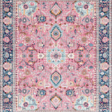 Ultra Soft Area Rug, Non Slip, Stain Resistant, Washable Area Rugs for Living Room, Bedroom, Trendy Floral Blush Blue Harmony(Pink)