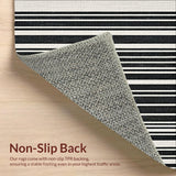 Ultra Soft Area Rug, Non Slip, Stain Resistant, Washable Area Rugs for Living Room, Bedroom, Graphic Dual-Tone Stripe with Evenly Spaced Parallel Lines in Classic Hues(Black)