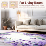 Ultra Soft Area Rug, Non Slip, Stain Resistant, Washable Area Rugs for Living Room, Bedroom, Lavender Pastel Botanical Aesthetic(Purple)