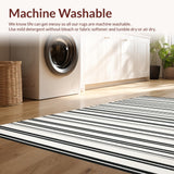 Ultra Soft Area Rug, Non Slip, Stain Resistant, Washable Area Rugs for Living Room, Bedroom, Elegant Zebra Inspired Contrast Rug with Modern Horizontal Line Pattern(Black)