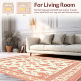 Ultra Soft Area Rug, Non Slip, Stain Resistant, Washable Area Rugs for Living Room, Bedroom, Elegant Boho Design Studio(Ivory)