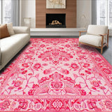 Ultra Soft Area Rug, Non Slip, Stain Resistant, Washable Area Rugs for Living Room, Bedroom, Modern Playful Pink Petal Design(Pink)