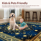 Ultra Soft Area Rug, Non Slip, Stain Resistant, Washable Area Rugs for Living Room, Bedroom, Sacred Golden Mandala Aesthetic(Gold)
