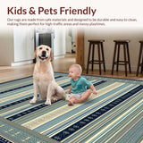 Beige Blue Vintage Stripe Hallway(Blue)