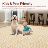 Ultra Soft Area Rug, Non Slip, Stain Resistant, Washable Area Rugs for Living Room, Bedroom, Beige Geometric Area(Beige)