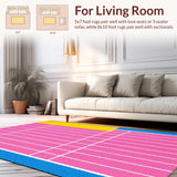 Ultra Soft Area Rug, Non Slip, Stain Resistant, Washable Area Rugs for Living Room, Bedroom, Playful Pastel Hopscotch Aesthetic(Pink)