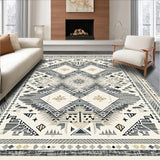 Ultra Soft Area Rug, Non Slip, Stain Resistant, Washable Area Rugs for Living Room, Bedroom, Rustic Ogee Motif Delight(Beige)