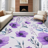 Ultra Soft Area Rug, Non Slip, Stain Resistant, Washable Area Rugs for Living Room, Bedroom, Delicate Botanical Harmony Scheme(Purple)