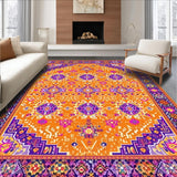 Ultra Soft Area Rug, Non Slip, Stain Resistant, Washable Area Rugs for Living Room, Bedroom, Vibrant Orange Tribal Aesthetic(Orange)