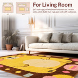 Ultra Soft Area Rug, Non Slip, Stain Resistant, Washable Area Rugs for Living Room, Bedroom, Cozy Teddy Bear Lettering Pattern(Yellow)