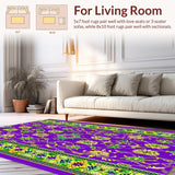 Ultra Soft Area Rug, Non Slip, Stain Resistant, Washable Area Rugs for Living Room, Bedroom, Luxurious Multi-Color Geometric Motif(Purple)